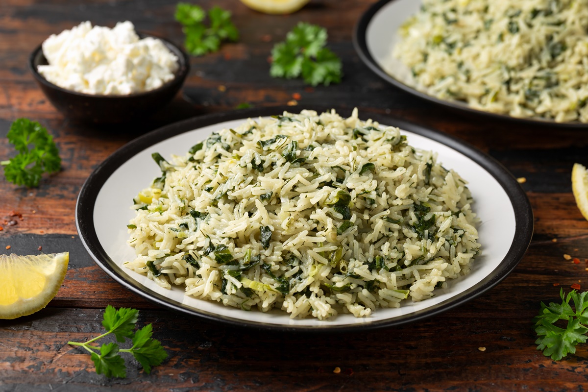 Arroz e espinafre